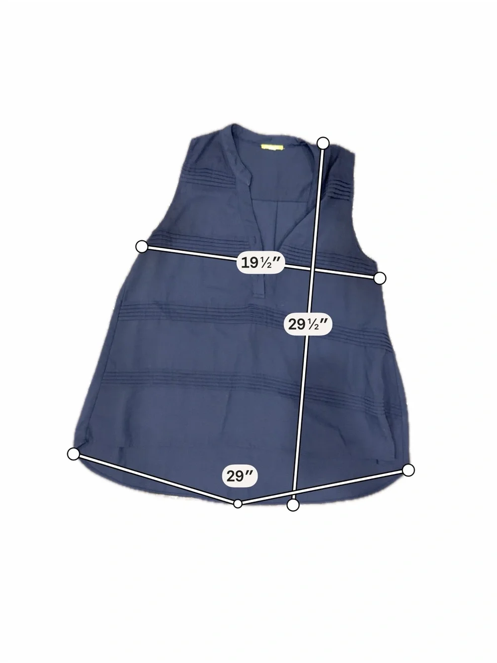 Gianni Bini Navy Blue Sleeveless Pintuck Blouse Size M Workwear Top